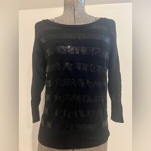 Banana Republic black extra fine merino wool sweater with sequins . Size XS